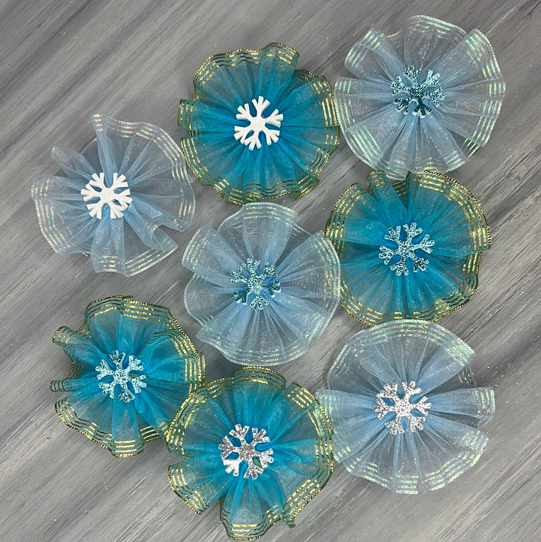 Winter Snow - Bling - 8 Large Bows