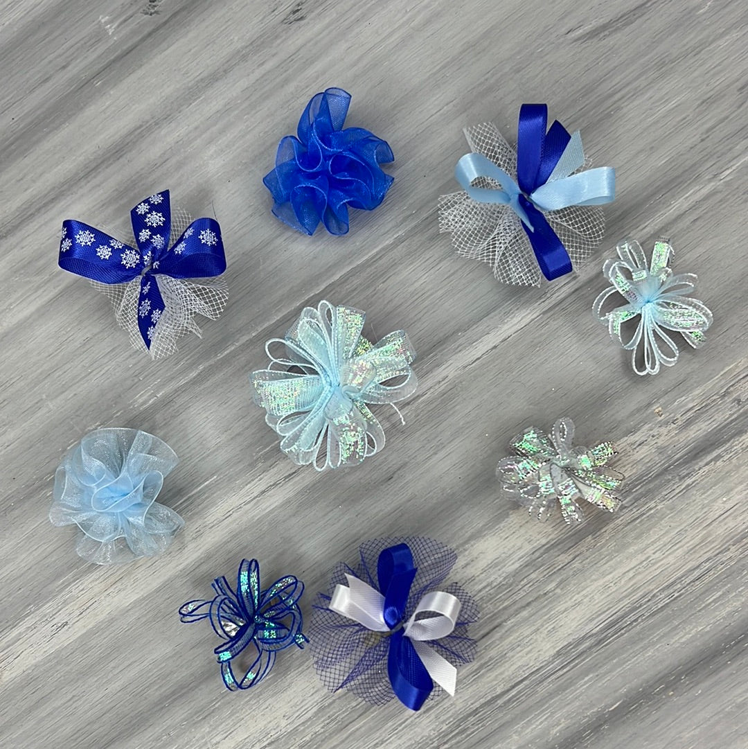 Winter Snow Collection - Pixie, Puff and Snowflakes - 24 Medium Bows