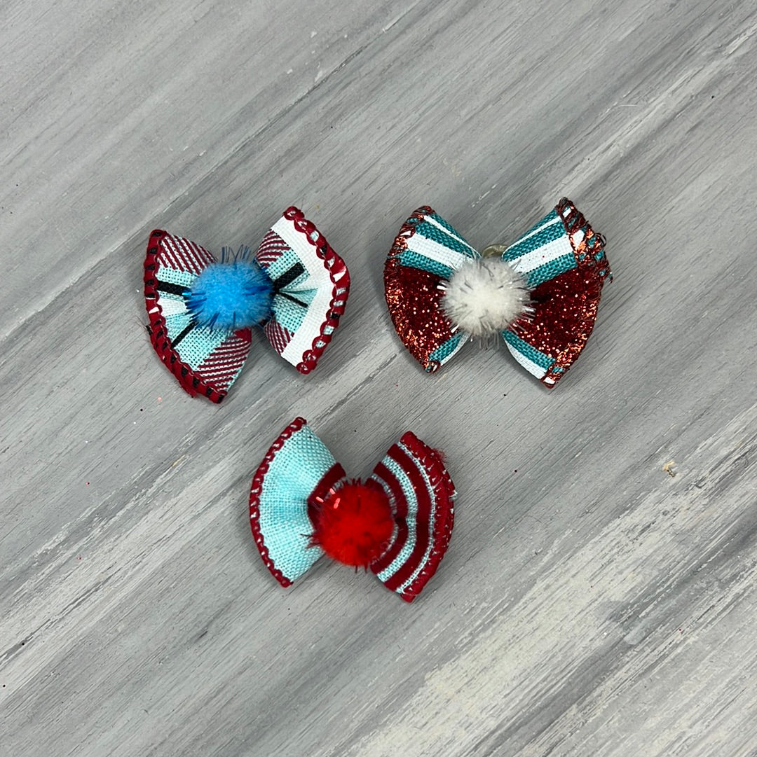 Retro Christmas - Tiny Topsy Turvy - 24 Small Bows
