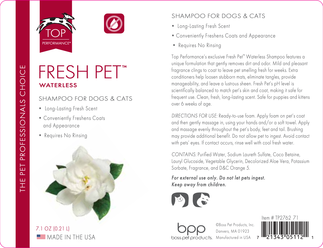 Top Performance Waterless Shampoo Fresh Pet 7.1oz
