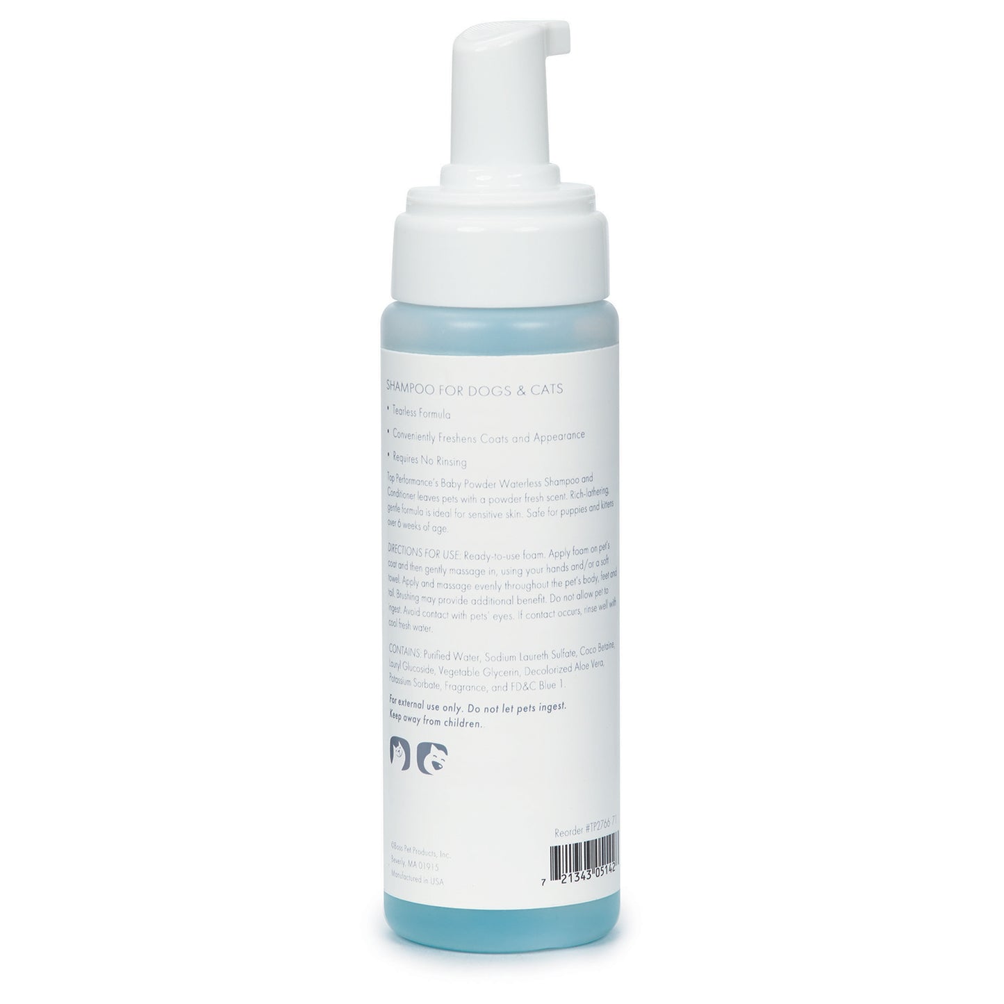 Top Performance Waterless Dog Grooming Shampoo Baby Powder 7.1oz