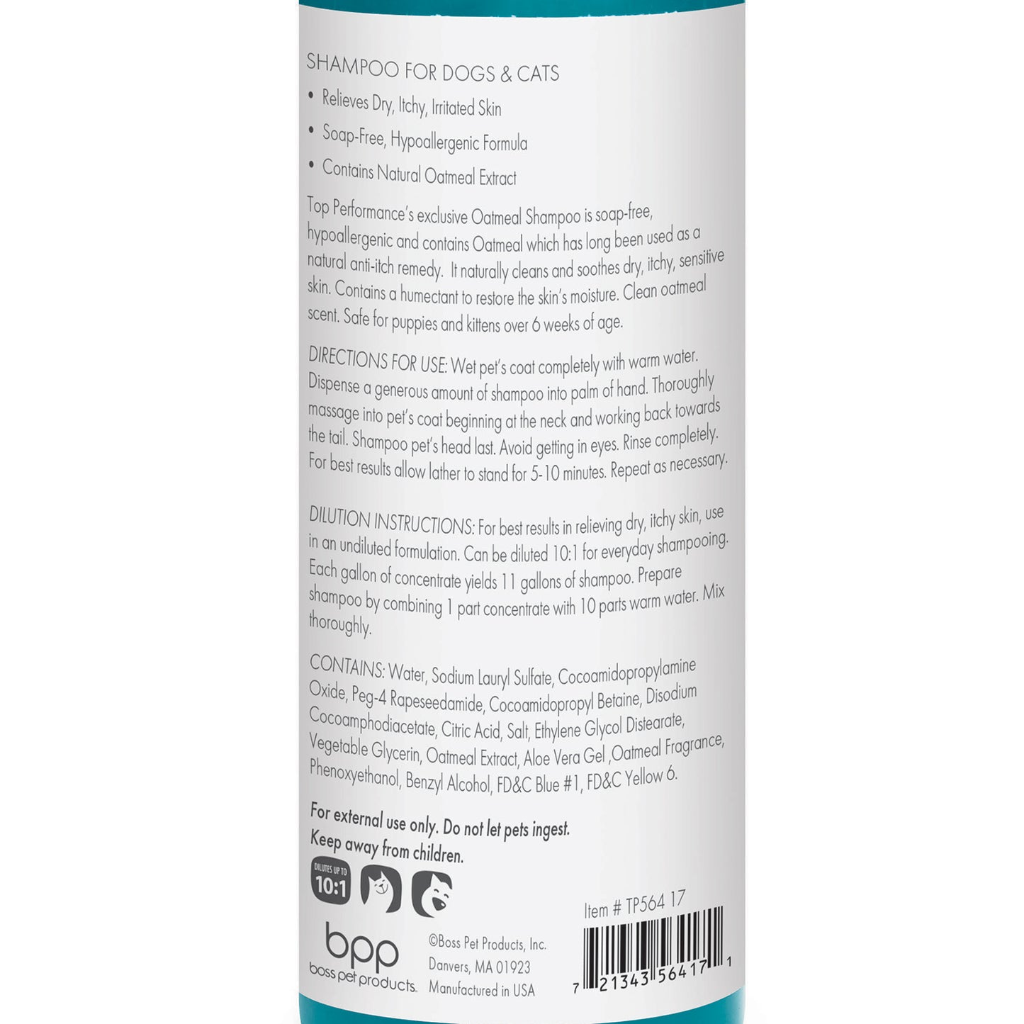 Top Performance Oatmeal Dog Grooming Shampoo 17 oz