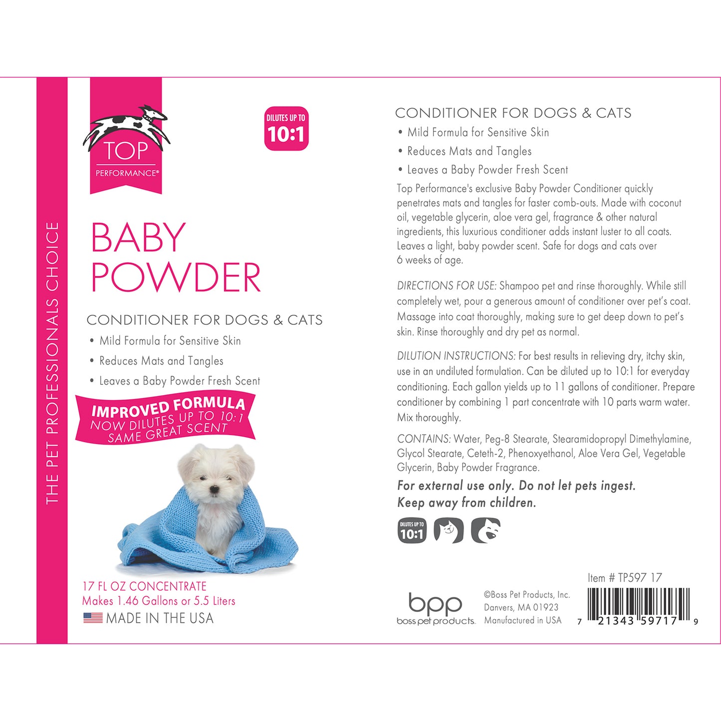 Top Performance Baby Powder Dog Grooming Conditioner