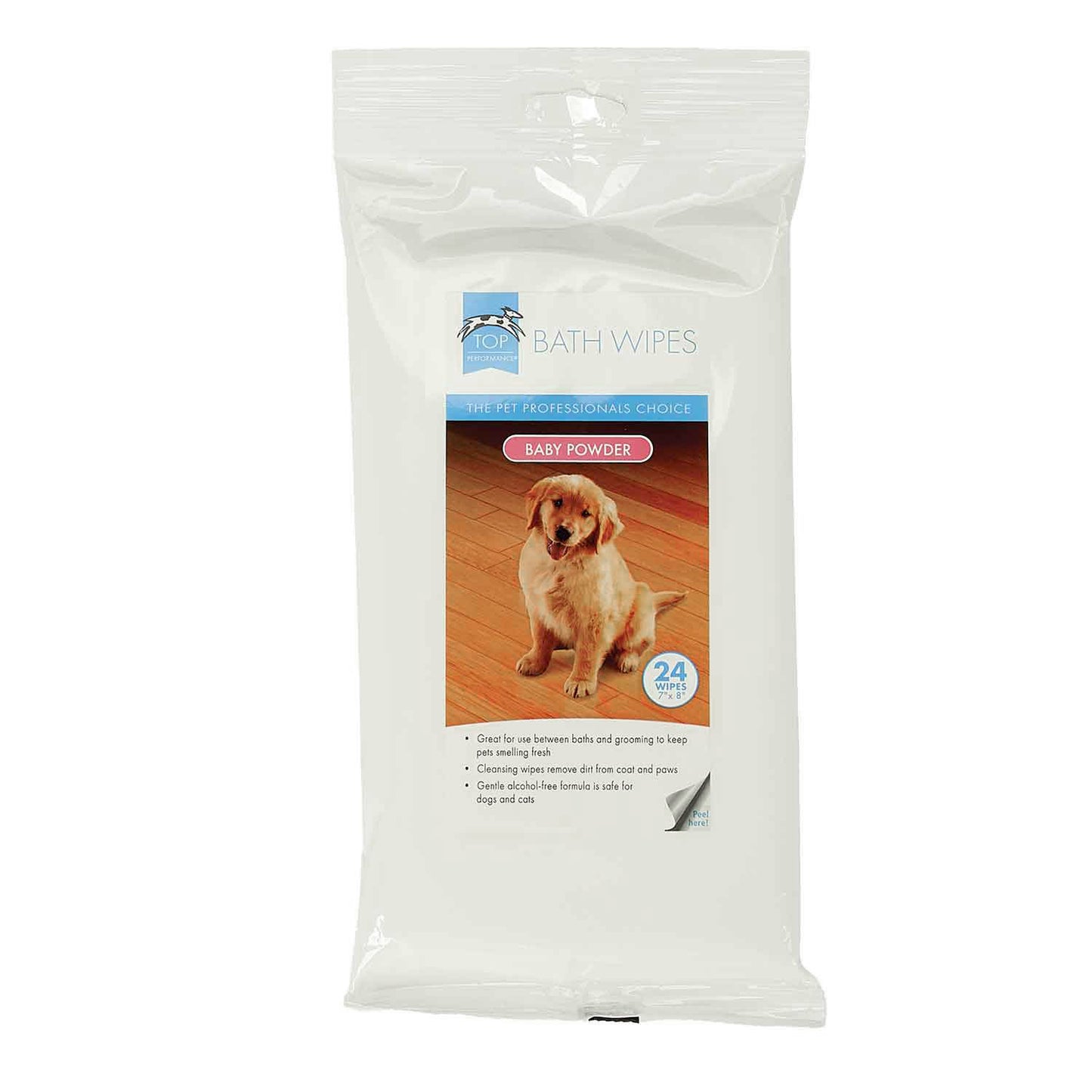 Top Performance Bath Wipes Baby Powder 24pk Bag