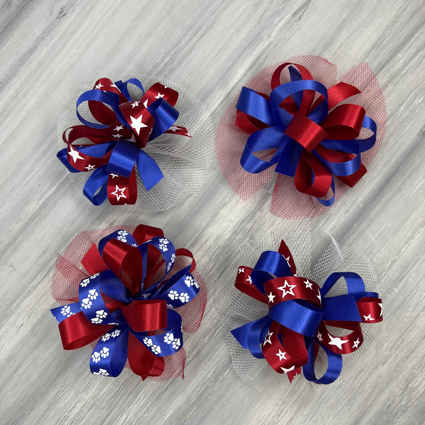 Patriotic Collar Bows - 8 Extra Large Bows
