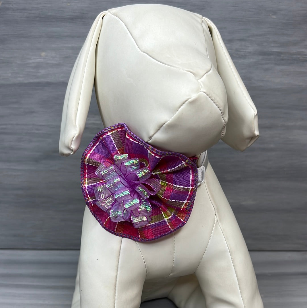 Bright Plaid - 4 Jumbo Ruffled Pom Neckwear