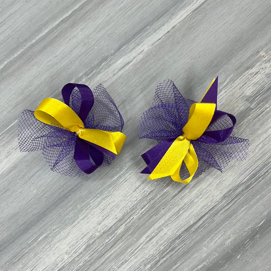 High School & College Color Bows - Purple and Gold - 30 Bows