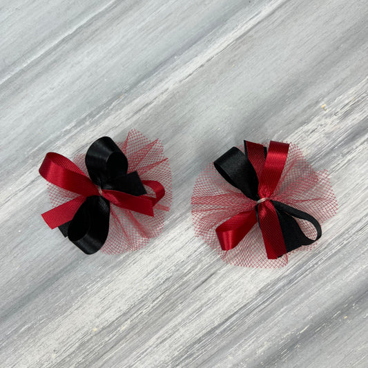 High School & College Color Bows - Red and Black on Red - 30 Bows