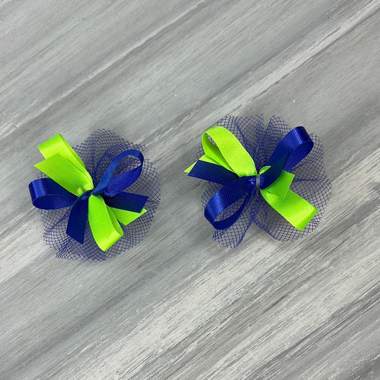 High School & College Color Bows - Royal Blue and Lime - 30 Bows
