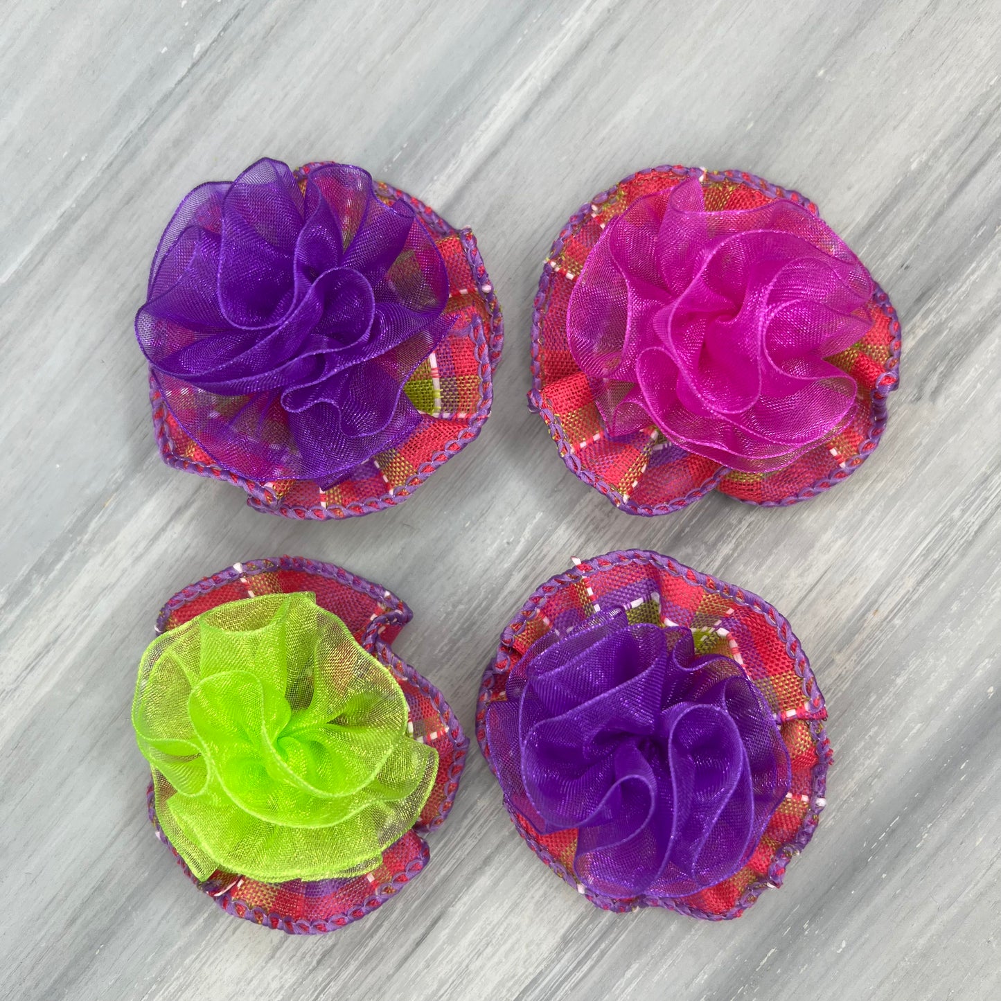 Purple Plaid - Tedi Bows - 12 Medium Bows