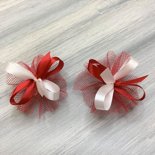 High School & College Color Bows - Red and White - 30 Bows