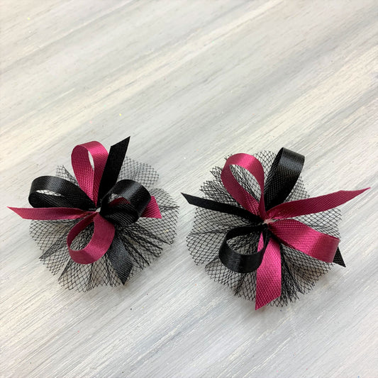 High School & College Color Bows - Black and Burgundy - 30 Bows