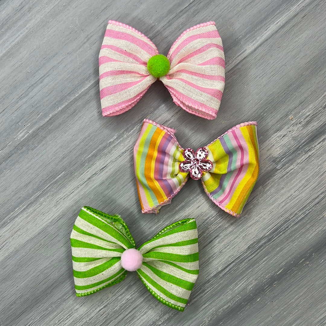 Pastel Stripes - Over the Top - 12 Large Bows