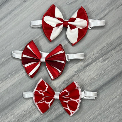 Red and White - Jumbo Bow Tie - 3 Large Neckties