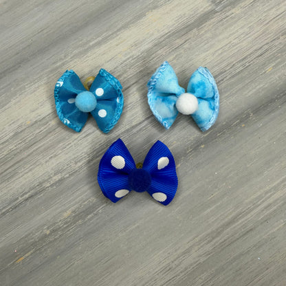 Blue Dottie - Tiny Topsy Turvy - 24 Tiny Bows