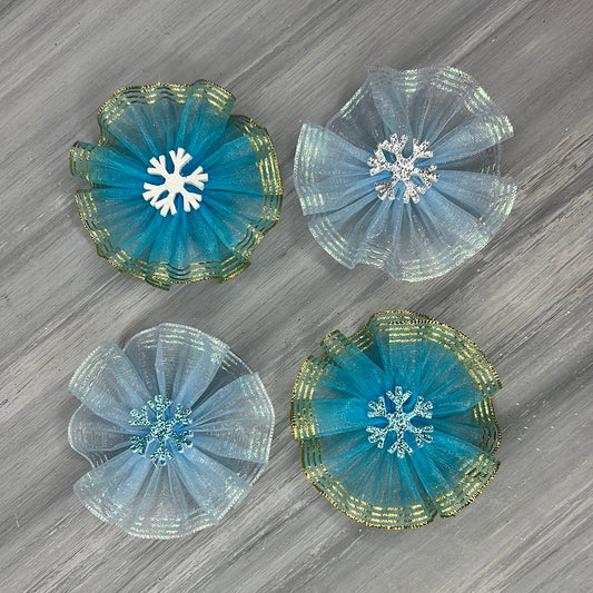 Winter Snow - Bling - 8 Large Bows