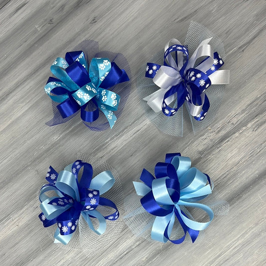 Winter Snow - Collar Bows - 8 Extra Large Bows