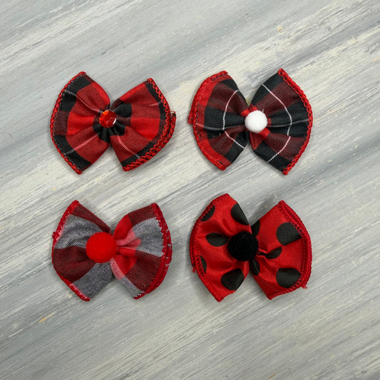 Red & Black  - Topsy Turvy  - 12 Medium Bows