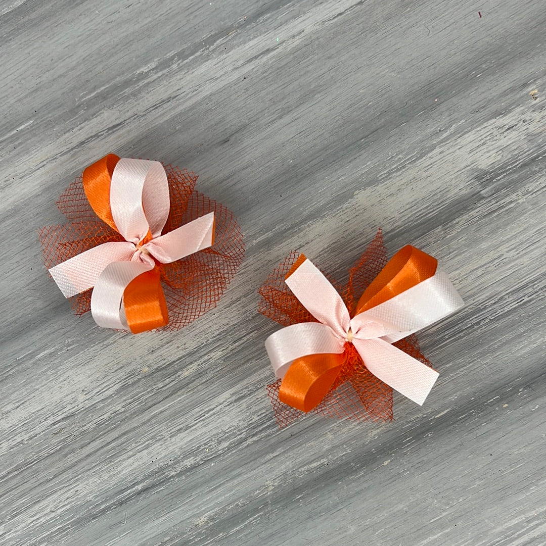 High School & College Color Bows - Orange and White - 50 Bows