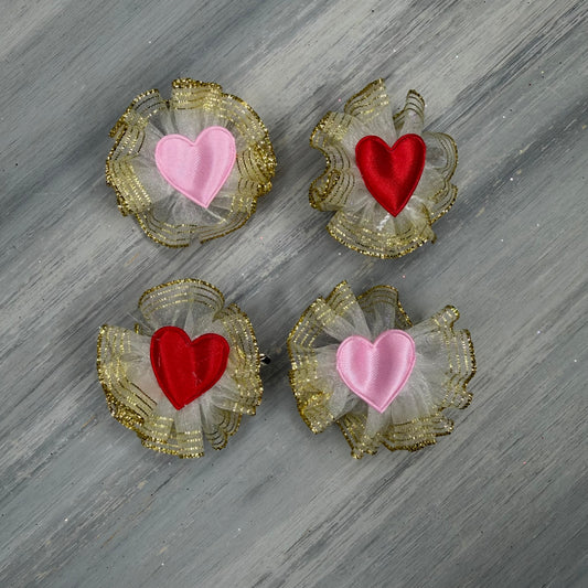 Valentine - Puff Clips - 12 Medium Bows