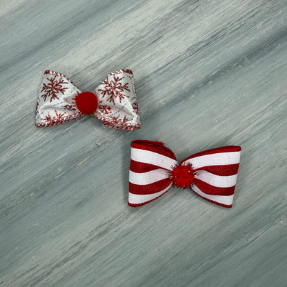 Snowflakes & Stripes - Classic - 8 Medium Bows