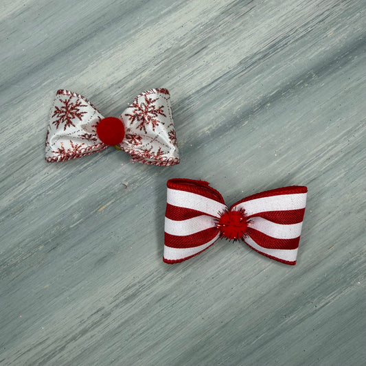 Snowflakes & Stripes - Classic - 8 Medium Bows