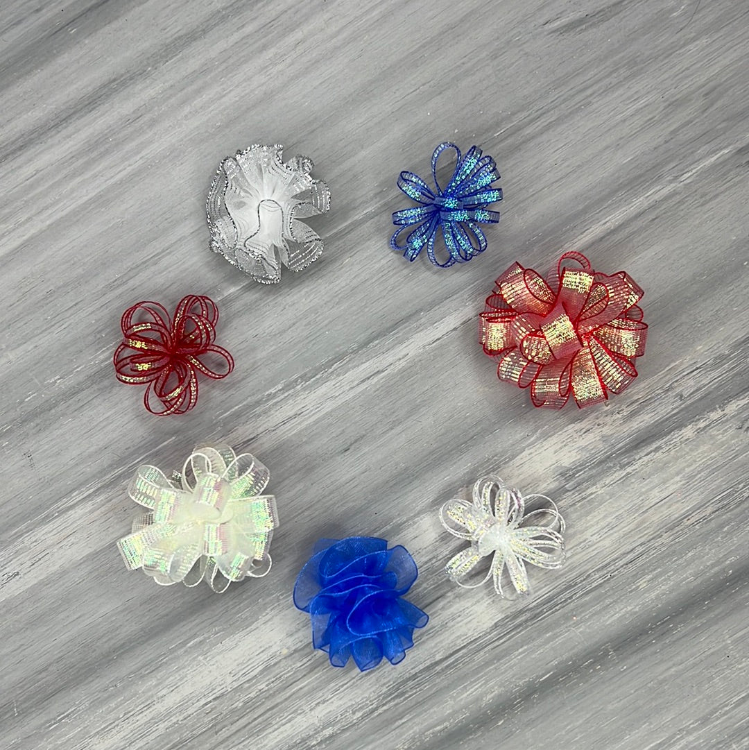 Patriotic - Pixie and Puff Collection - 24 Medium Bows