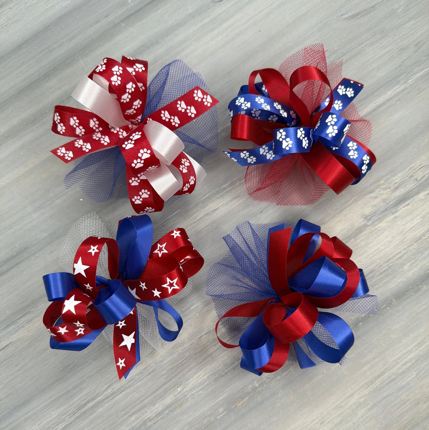 Patriotic Collar Bows - 8 Extra Large Bows