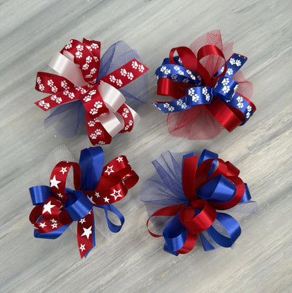 Patriotic Collar Bows - 8 Extra Large Bows