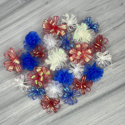 Patriotic - Pixie and Puff Collection - 24 Medium Bows