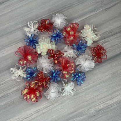 Patriotic - Pixie and Puff Collection - 24 Medium Bows