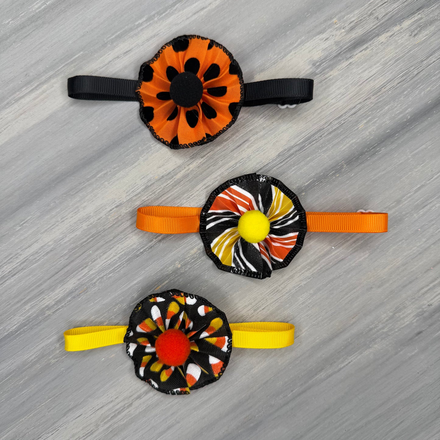 Candy Corn Cutie - 9 Ruffled Pom Neckwear