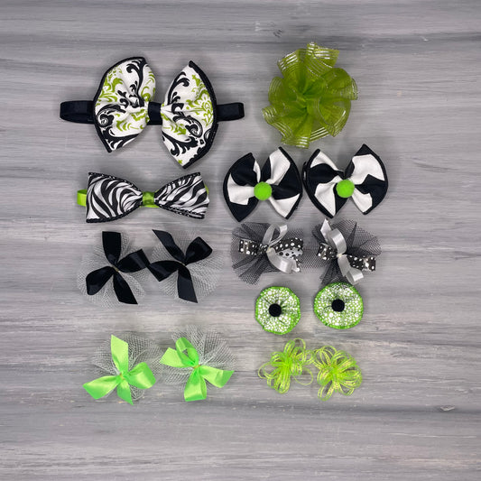 Black and Lime Collection - Small - 15 Piece Assortment