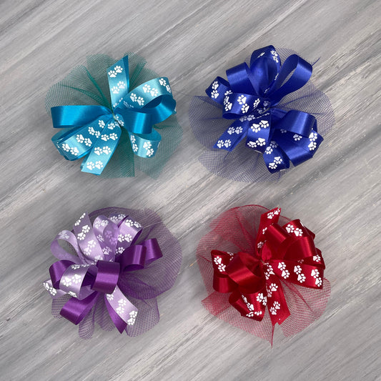 Paw Print Collar Bows -Collar Bows - 8 Extra Large Bows