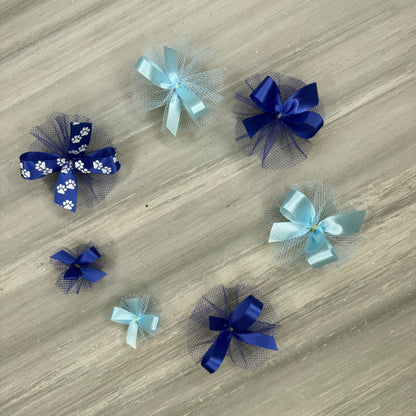 Combination Of Royal Blue and Light Blue Bows - Includes 7/16, 5/8 & Petite - 50 Bows