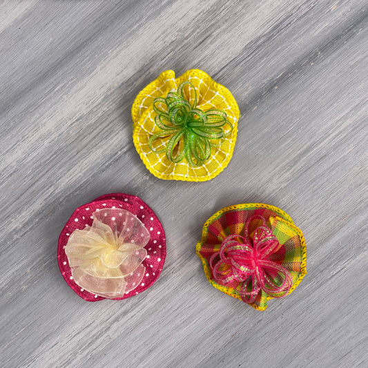 Lemonberry Picnic - Tedi Bows - 12 Medium Bows