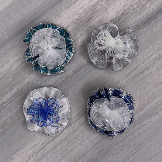 Silver Sparkle - Tedi Bows - 12 Medium Bows
