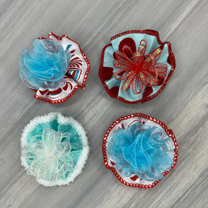 Retro Christmas - Tedi Bows - 12 Medium Bows