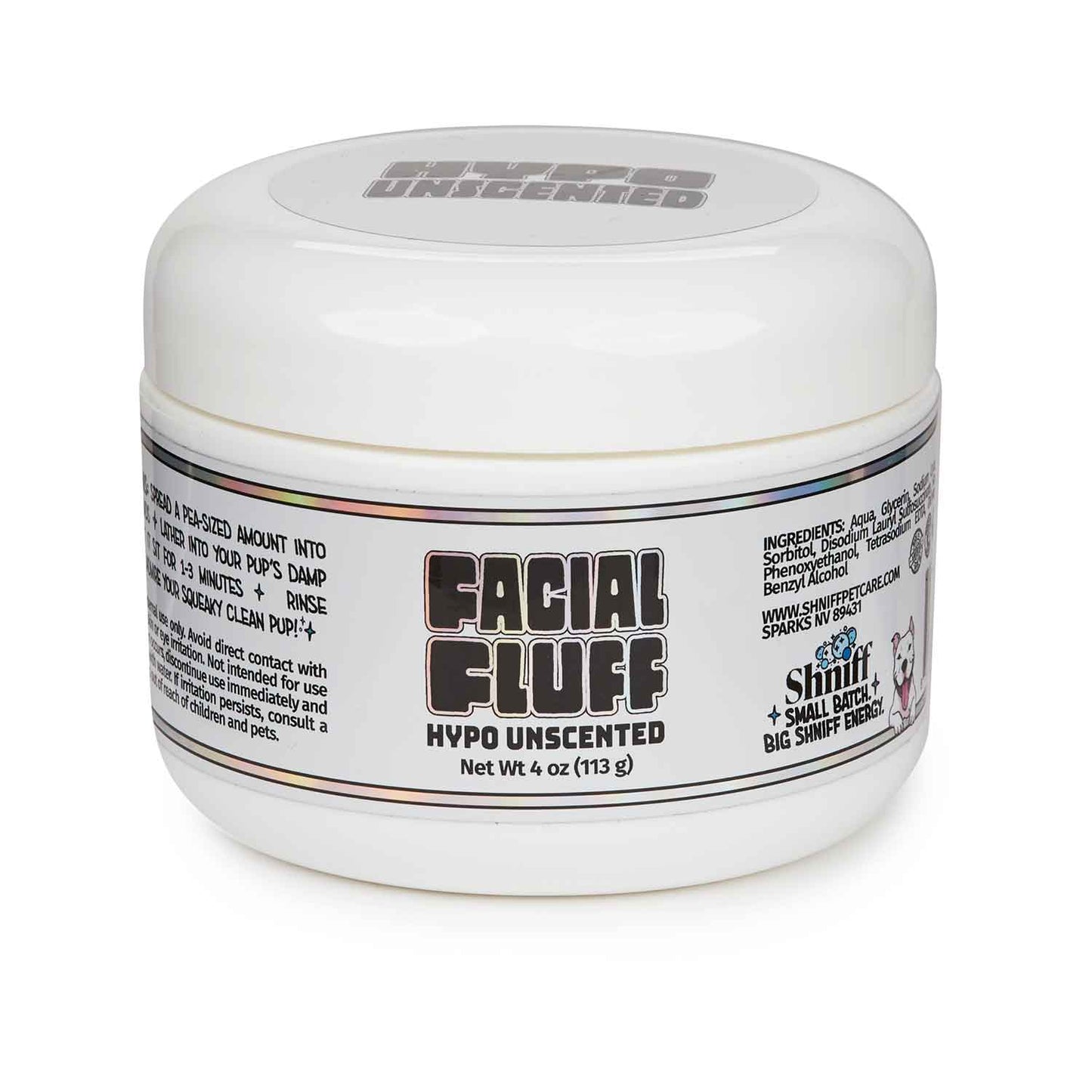 Shniff Facial Fluff Hypo Unscented 4oz