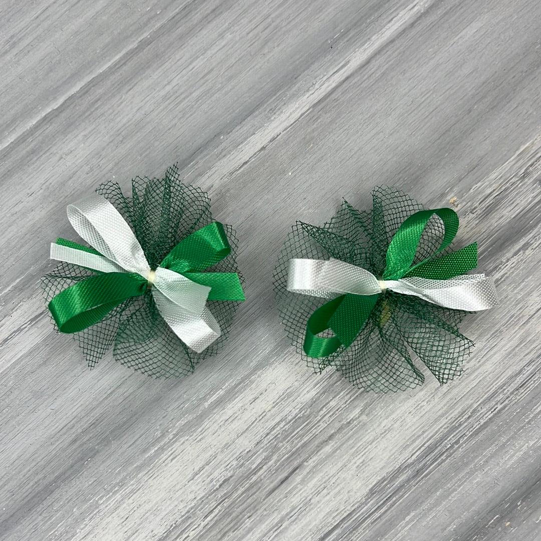 High School & College Color Bows - Green and White - 30 Bows