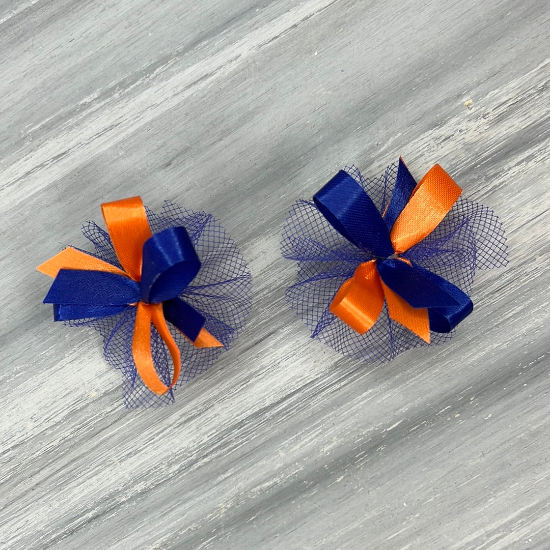 High School & College Color Bows - Orange and Blue - 30 Bows
