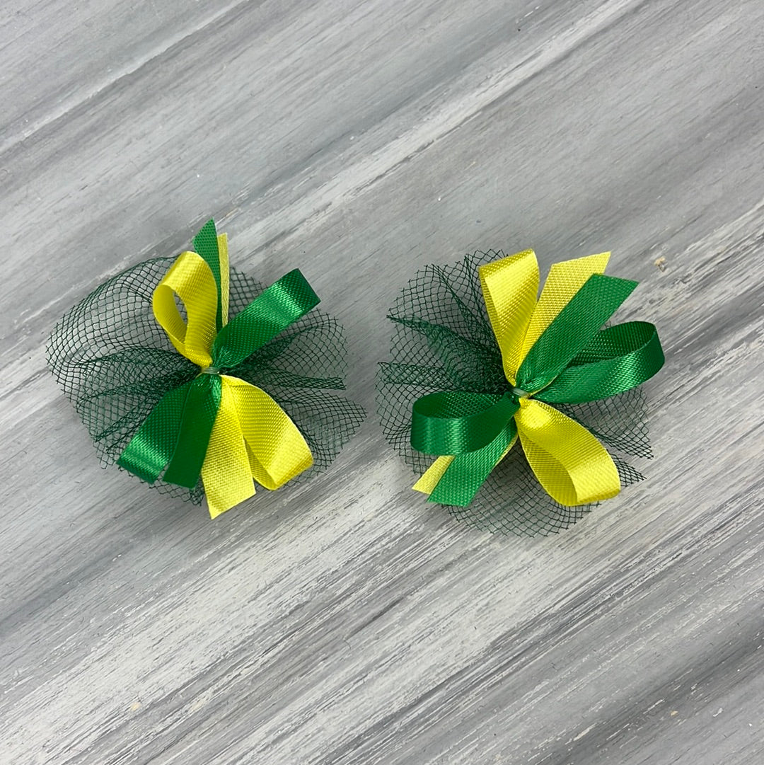 High School & College Color Bows - Green and Gold - 50 Bows