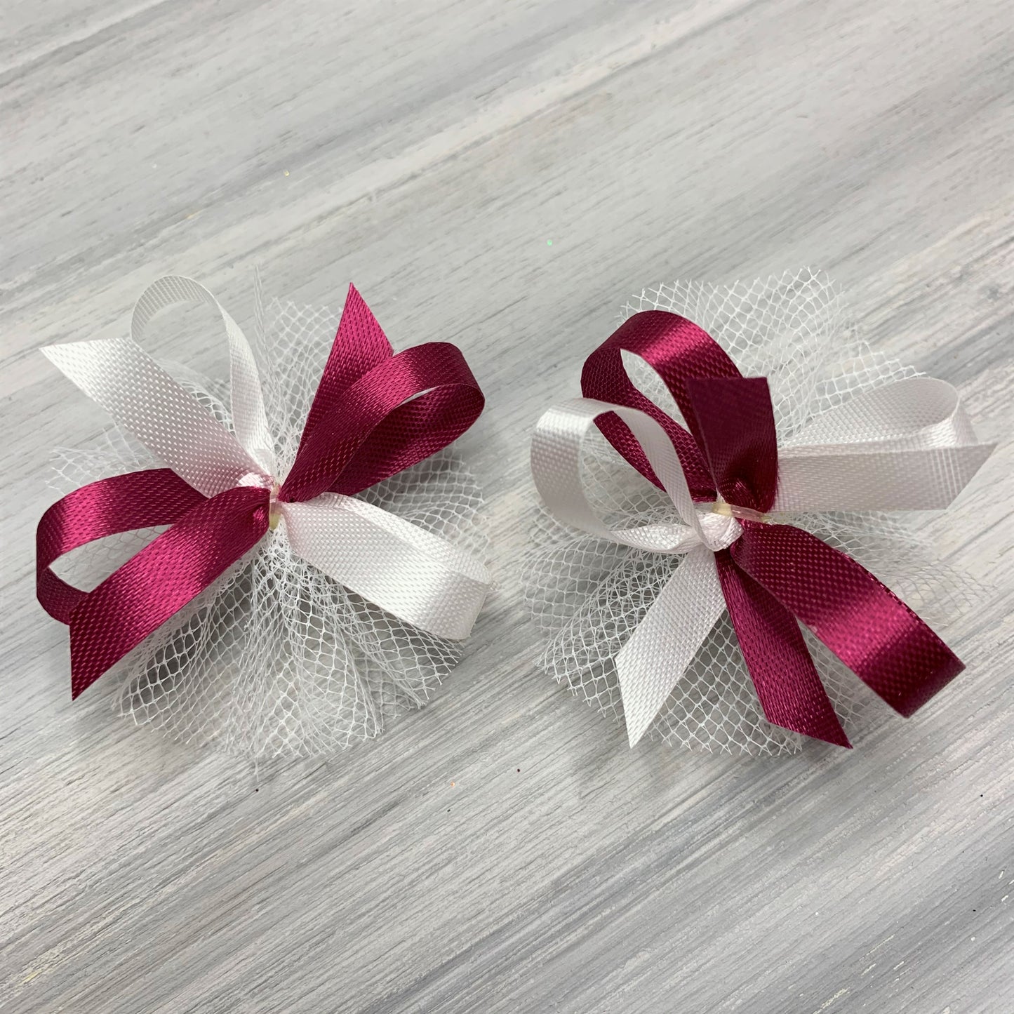 High School & College Color Bows - Burgundy and White - 30 Bows