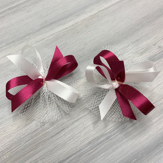 High School & College Color Bows - Burgundy and White - 50 Bows