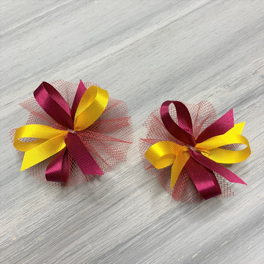 High School & College Color Bows - Burgundy and Gold - 50 Bows