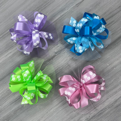 Pastel Paw Print Collar Bows - 8 Extra Large Bows