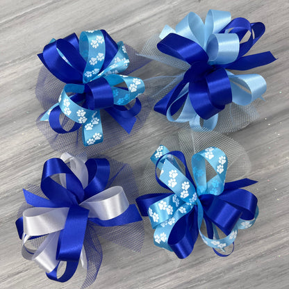 Winter Blue Collar Bows - 8 Extra Large Bows