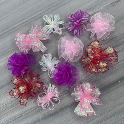 Valentine's - Red, White and Pink - Pixie and Puff Collection - 24 Medium Bows