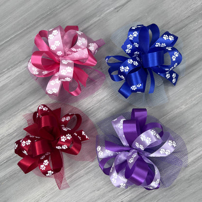 Paw Print Collar Bows - 8 Extra Large Bows