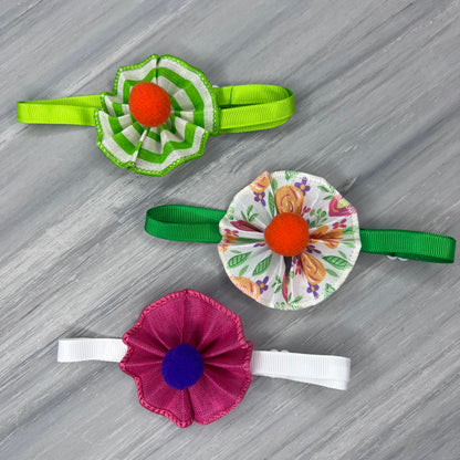 Peachy Garden - 9 Ruffled Pom Neckwear